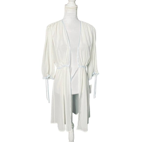 Oscar de la Renta Other - Oscar De La Renta Womens Robe Ivory Blue Sheer Long Sleeve S New